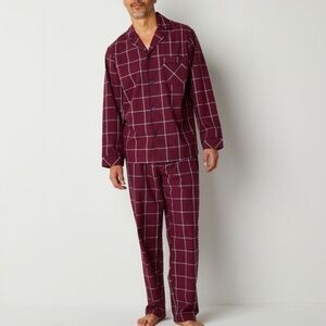 Stafford Modal Mens Long Sleeve 2-pc. Burgundy Pant Pajama Set - Size S